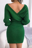 WOMEN SEXY WRAP SLIM WAIST KNITTED SHORT DRESS