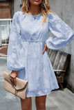 WOMEN LOOSE FIT LACE LONG SLEEVE CHIFFON DRESS