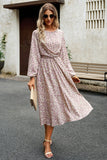 WOMEN FLORAL PRINTING LONG SLEEVE LONG DRESS