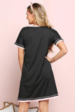 V-NECK SHORT SLEEVE SLEEPWEAR DRESS - Doublju
