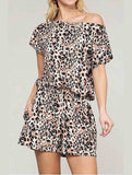 OFF SHOULDER ELASTIC WAIST ROMPER - Doublju