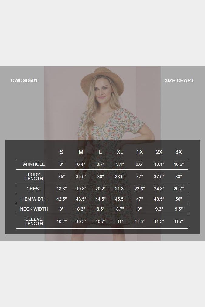 V NECK BUTTON DOWN WITH RUFFLE SLEEVE DRESS - Doublju