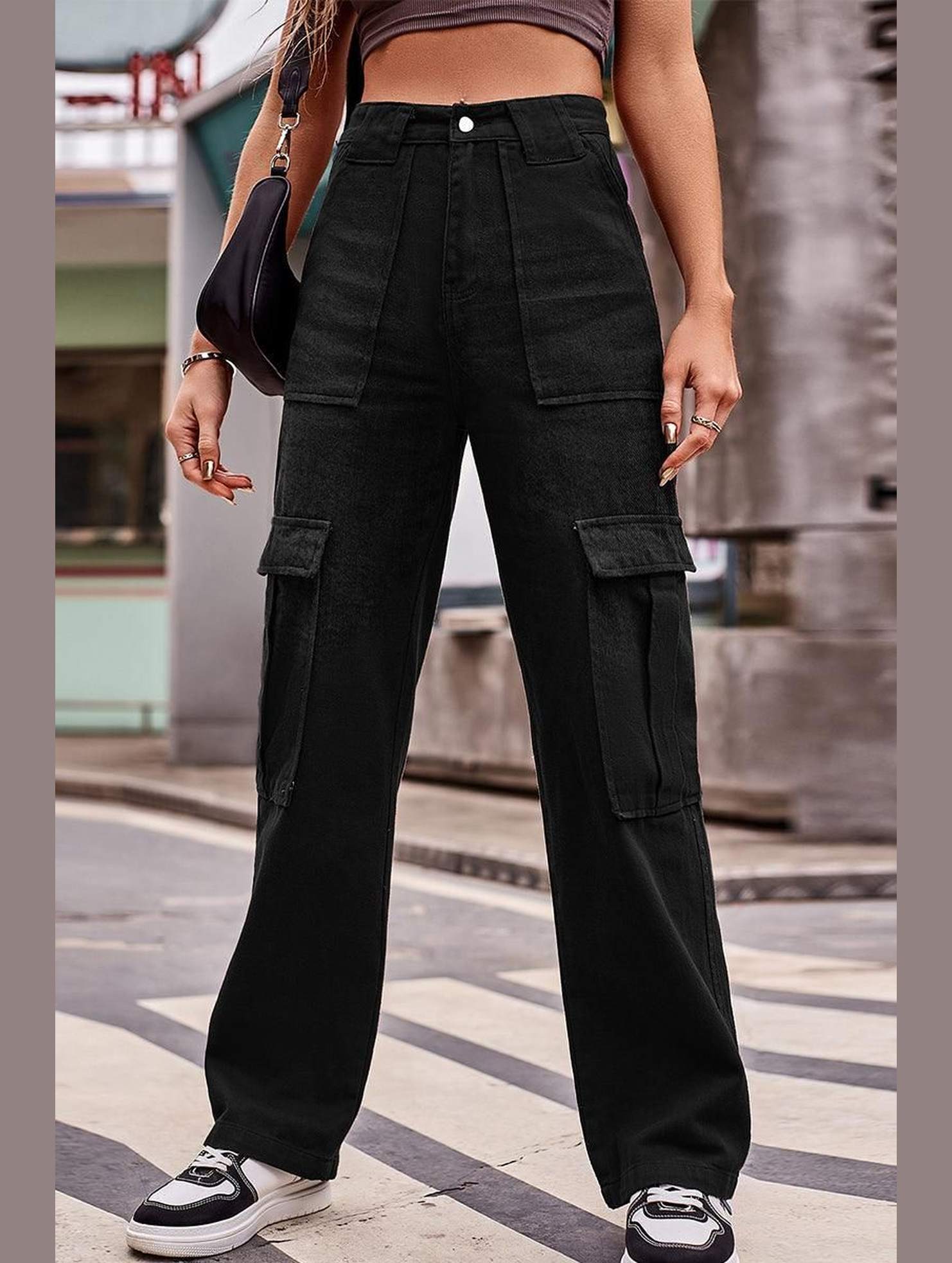 MULTI POCKET CASUAL DENIM PANTS - Doublju