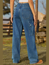 WOMEN ELASTIC DRAWSTRING WAIST CASUAL JEANS