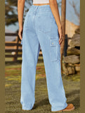 WOMEN ELASTIC DRAWSTRING WAIST CASUAL JEANS