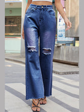 WOMEN DISTRESSED VINTAGE CASUAL DENIM PANTS JEANS