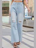 WOMEN DISTRESSED VINTAGE CASUAL DENIM PANTS JEANS