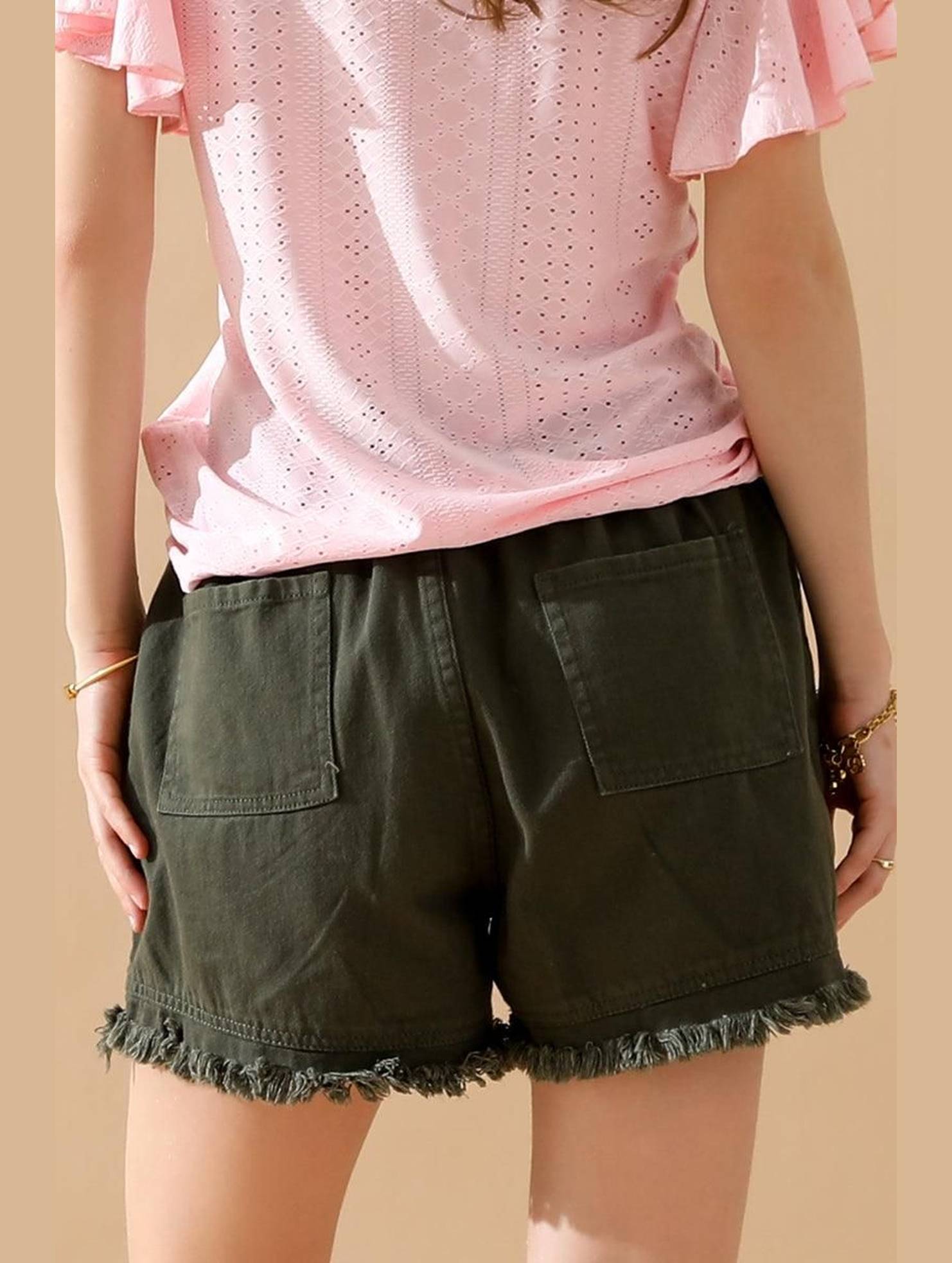 ELASTIC WAIST CASUAL DENIM SHORTS - Doublju