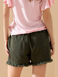 ELASTIC WAIST CASUAL DENIM SHORTS - Doublju