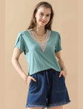 ELASTIC WAIST CASUAL DENIM SHORTS - Doublju
