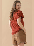 ELASTIC WAIST CASUAL DENIM SHORTS - Doublju