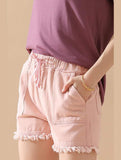 ELASTIC WAIST CASUAL DENIM SHORTS - Doublju