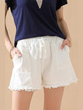 ELASTIC WAIST CASUAL DENIM SHORTS - Doublju
