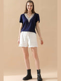 ELASTIC WAIST CASUAL DENIM SHORTS - Doublju