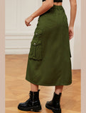 WOMEN FRONT SPLIT LONG LENGTH DENIM SKIRT