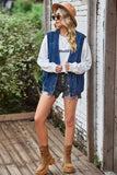 BUTTON CLOSURE LOOSE FIT DENIM VEST - Doublju