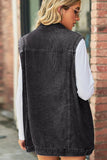 VINTAGE BUTTON UP POCKET COLLAR DENIM VEST - Doublju