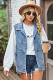 VINTAGE BUCKELE POCKET COLLAR DENIM VEST - Doublju