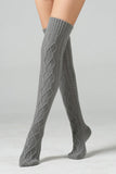 BASIC CABLE KNIT WINTER WARM KNEE HIGH SOCKS
