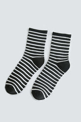 STRIPE PATTERN COZY COTTON ANKLE CREW SOCKS