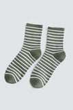 STRIPE PATTERN COZY COTTON ANKLE CREW SOCKS