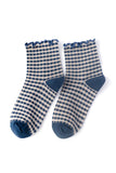WOMEN’S FRILL CHECK PLAID PATTERN ANKLE SOCKS