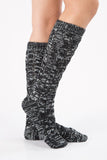 WOMEN’S CABLE KNITTED DISTRESSED HEATHER KNEE HIGH SOCKS