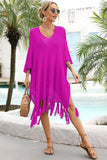 TASSEL DETAILED KNIT BEACH WEAR COVER UP - Doublju