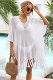TASSEL DETAILED KNIT BEACH WEAR COVER UP - Doublju