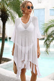 TASSEL DETAILED KNIT BEACH WEAR COVER UP - Doublju