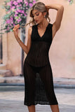 COLLARED DRESS STYLE KNIT COVER UP - Doublju