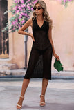 COLLARED DRESS STYLE KNIT COVER UP - Doublju