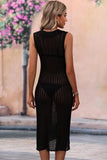 COLLARED DRESS STYLE KNIT COVER UP - Doublju