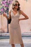 COLLARED DRESS STYLE KNIT COVER UP - Doublju