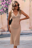 COLLARED DRESS STYLE KNIT COVER UP - Doublju