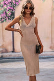 COLLARED DRESS STYLE KNIT COVER UP - Doublju
