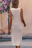 COLLARED DRESS STYLE KNIT COVER UP - Doublju