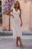 COLLARED DRESS STYLE KNIT COVER UP - Doublju