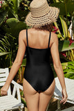 BUTTON DETAILED ONE PIECE SWIMSUIT - Doublju