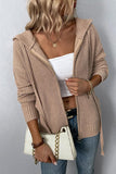 WOMENS KNITTED ZIP UP HOODIE CARDIGAN - Doublju