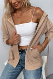 WOMENS KNITTED ZIP UP HOODIE CARDIGAN - Doublju