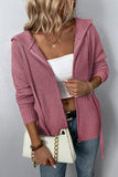 WOMENS KNITTED ZIP UP HOODIE CARDIGAN - Doublju