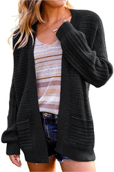 WOMENS KNITTED OPEN FRONT CARDIGAN - Doublju