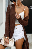 CABLE KNIT OPEN FRONT DANDY CARDIGAN - Doublju