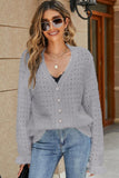 WOMENS LONGSLEEVE RUFFLED DETAIL CARDIGAN - Doublju