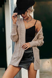 CABLE KNIT CASUAL CARDIGAN WITH POCKETS - Doublju