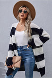 STRIPE PATTERN OPEN FRONT CASUAL CARDIGAN - Doublju