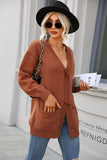 TOGGLE CLOSURE RIBBED CARDIGAN WITH POCKETS - Doublju