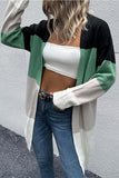 COLOR BLOCK OPEN FRONT CASUAL CARDIGAN - Doublju