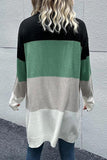 COLOR BLOCK OPEN FRONT CASUAL CARDIGAN - Doublju